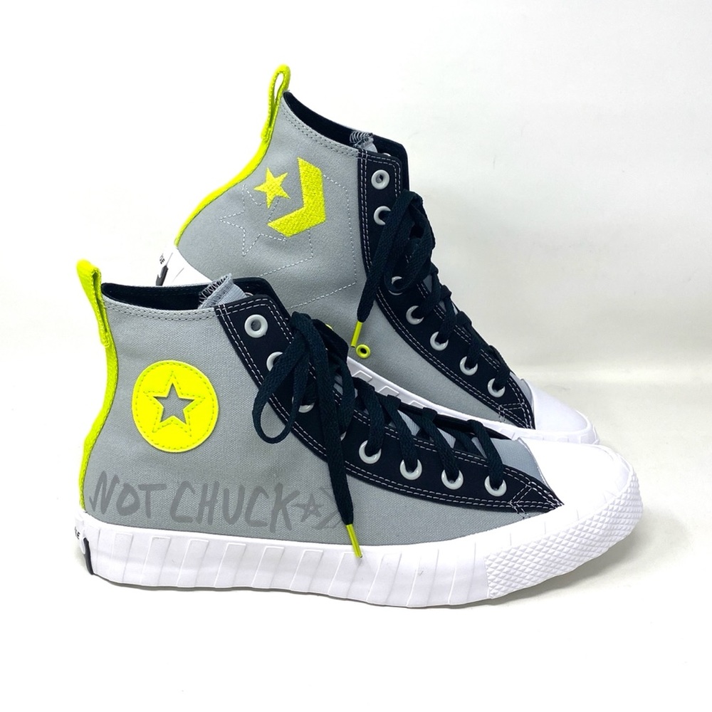 Converse High Top Sneakers Gray Black Neon Yellow